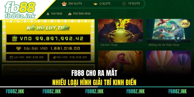 FB88 cho ra mắt nhiều loại hình giải trí kinh điển